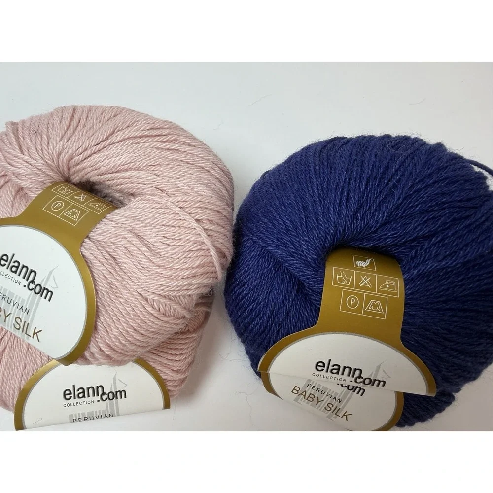 Elann Baby Silk Yarn Lot Of 4 - 2 Pink 2 Blue Alpaca Silk Blend 25g Each